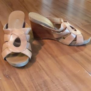 Franco sarto brown slide on wedges